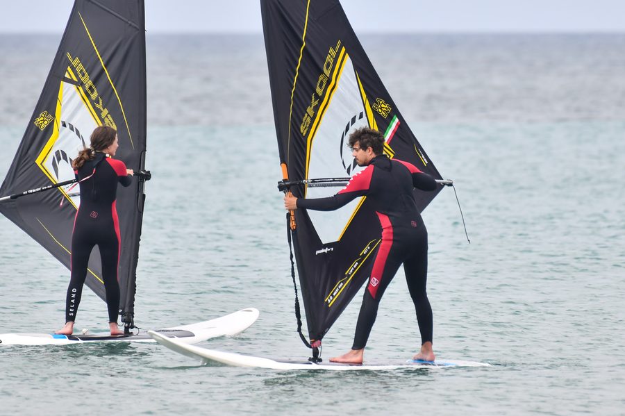 Windsurf student on the water