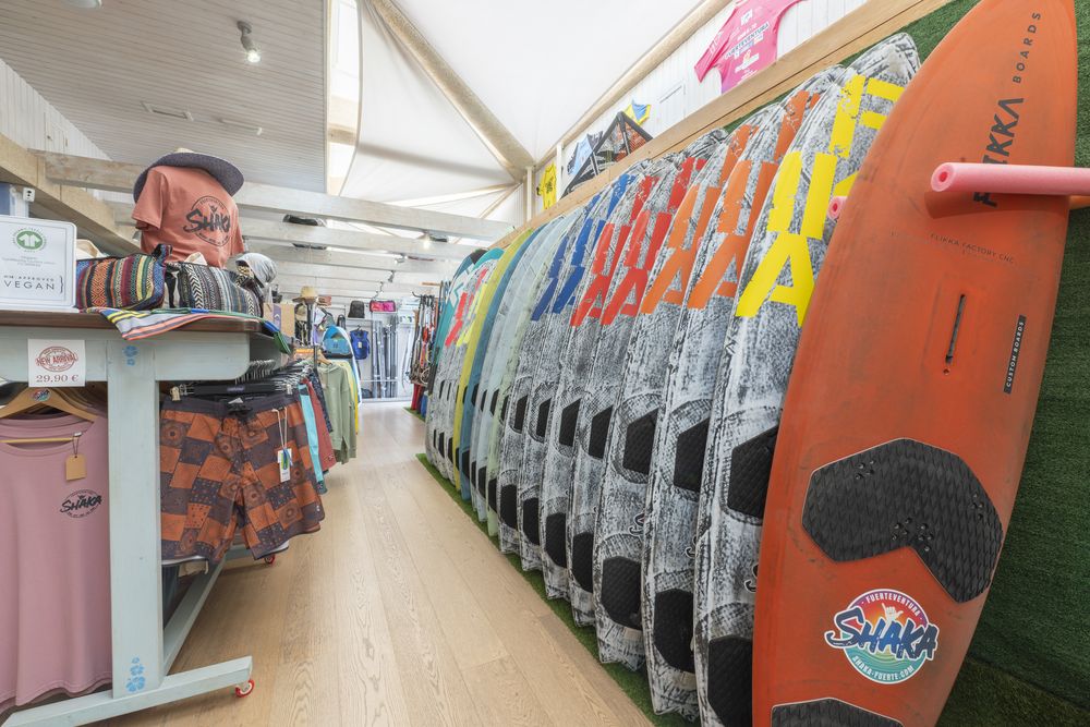 Inside the Shaka shop — apparel, boardshorts and boards